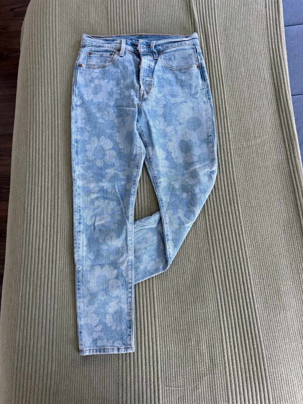 Levi's Light Blue 501® Skinny Jeans with Floral Design